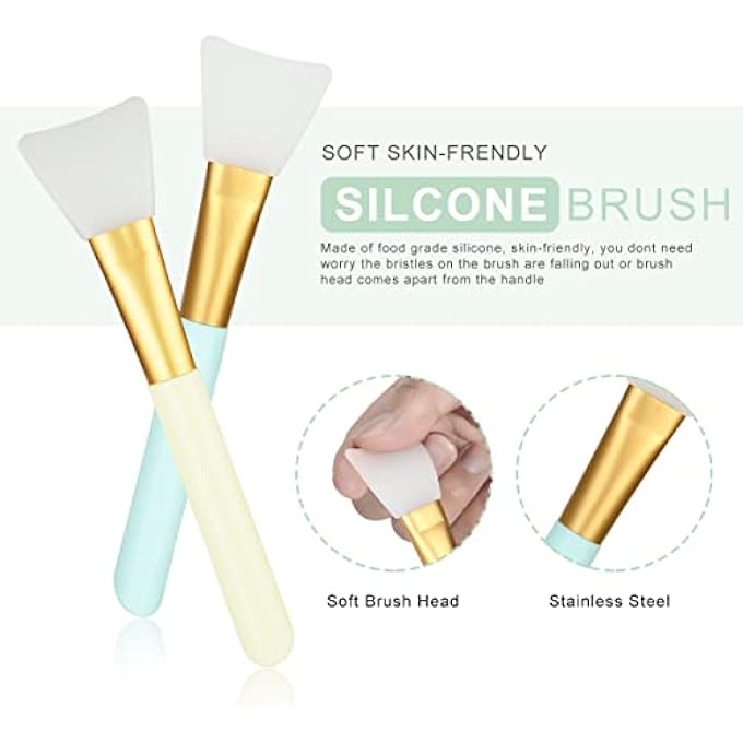 Plazuria FACE MASK MIXING BOWL SET, 5 IN 1 DIY FACEMASK MIXING TOOL KIT WITH FACIAL MASK BOWL STICK SPATULA SILICONE FACE MASK BRUSH & PREMIUM SOFT FACE BRUSHES - Image 3